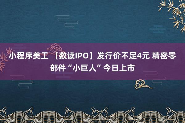 小程序美工 【数读IPO】发行价不足4元 精密零部件“小巨人”今日上市