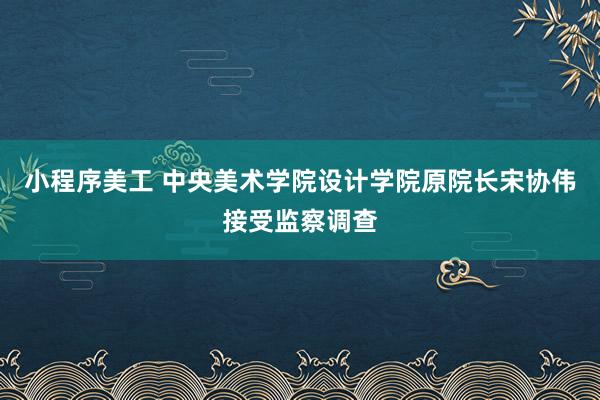 小程序美工 中央美术学院设计学院原院长宋协伟接受监察调查