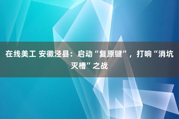 在线美工 安徽泾县：启动“复原键”，打响“消坑灭槽”之战