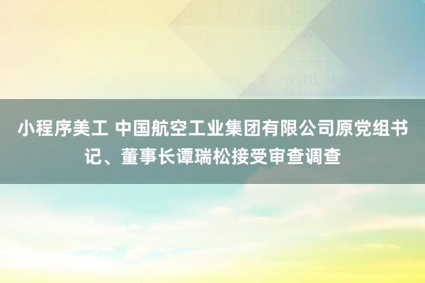 小程序美工 中国航空工业集团有限公司原党组书记、董事长谭瑞松接受审查调查